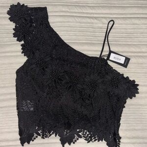 Nwt Allen Schwartz Knitted Top Floral Size M Made In USA